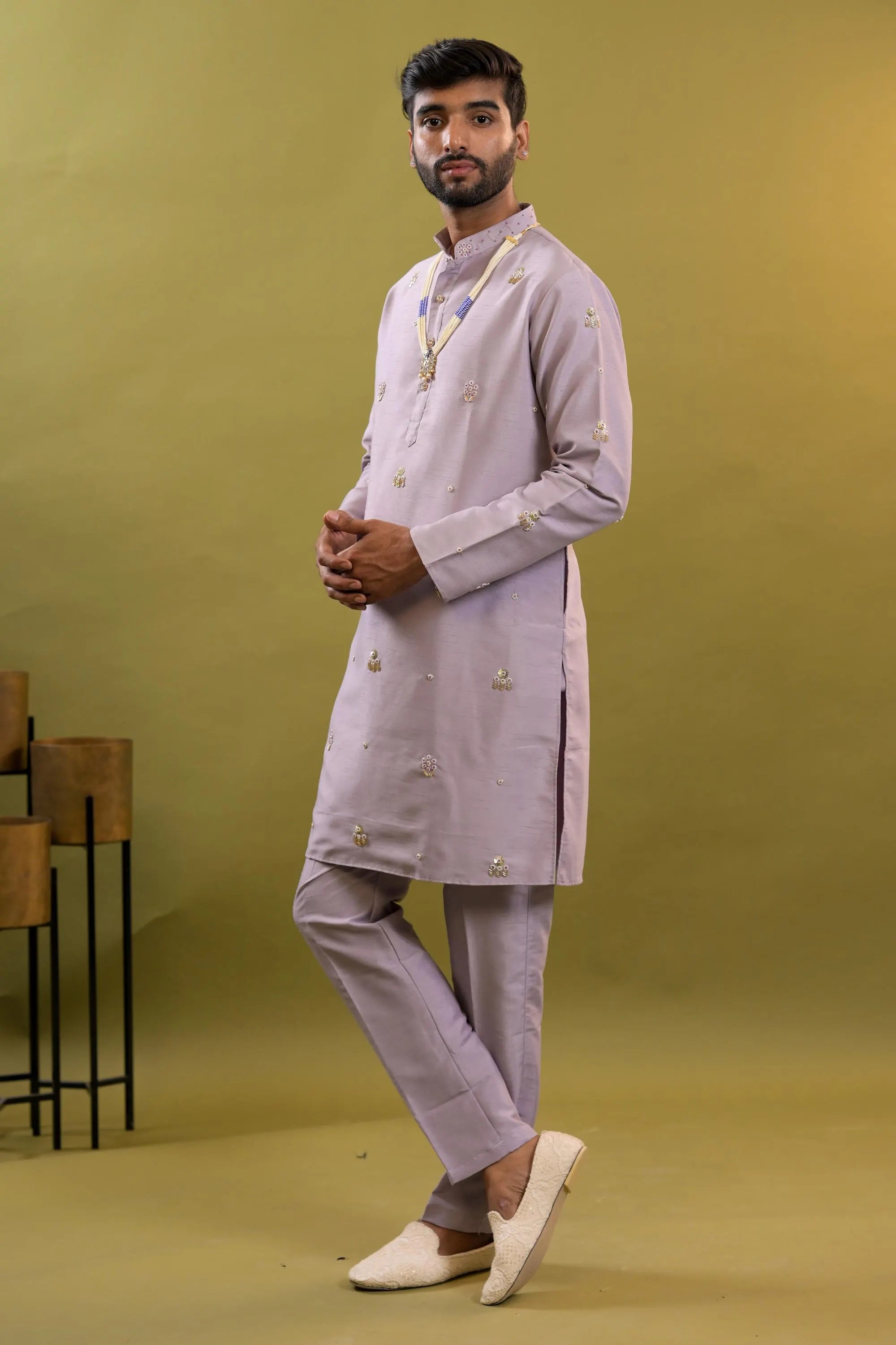 Handwork Thread Mens Kurta & Pants Set | Festive Outfit for men | Groom or Groomsmen outfit