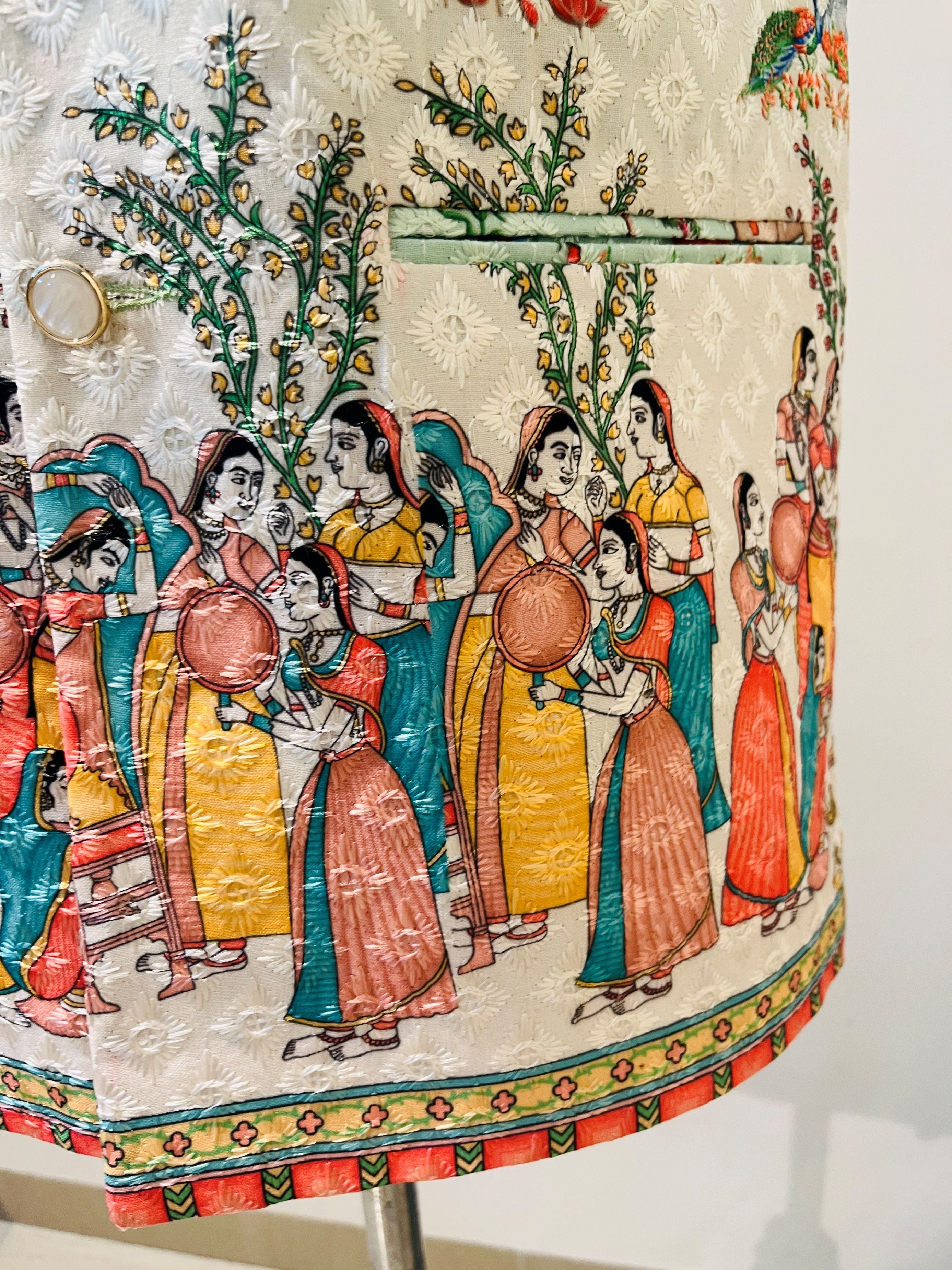 Shaded Chikankari Nehru Jacket For Men