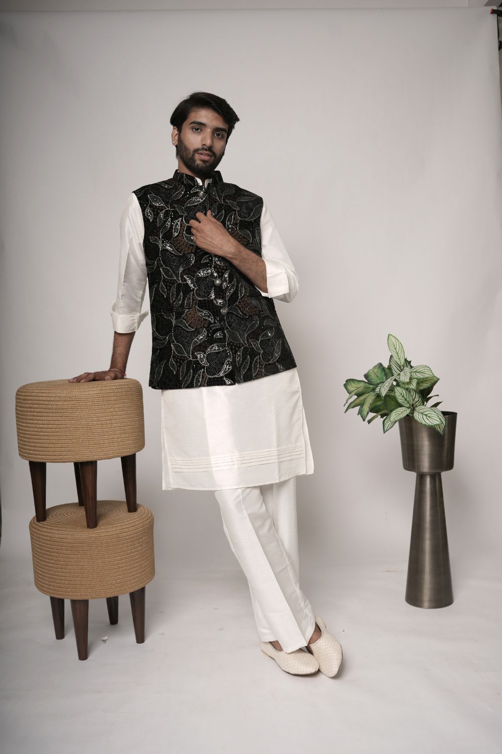 nehru jacket for men | velvet thread work nehru jacket for weddingd and engagement
