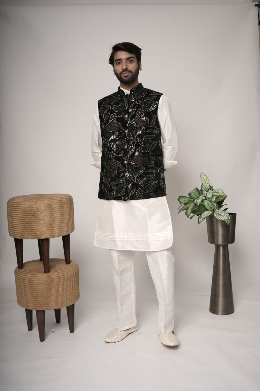 nehru jacket for men | velvet thread work nehru jacket for weddingd and engagement