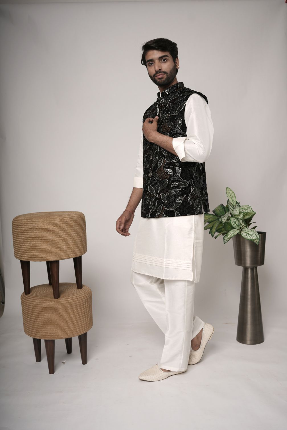 nehru jacket for men | velvet thread work nehru jacket for weddingd and engagement
