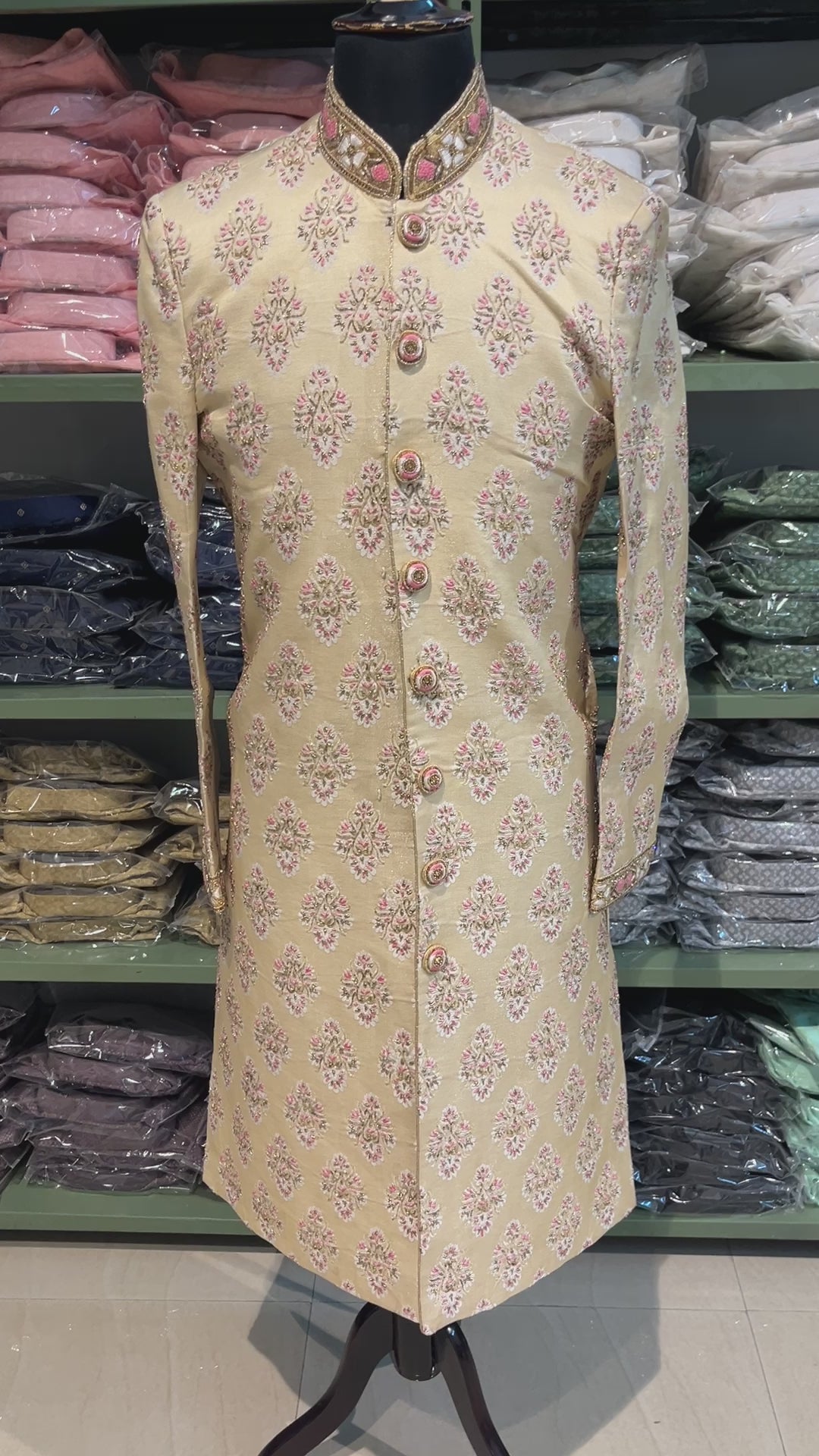 golden sherwani for men