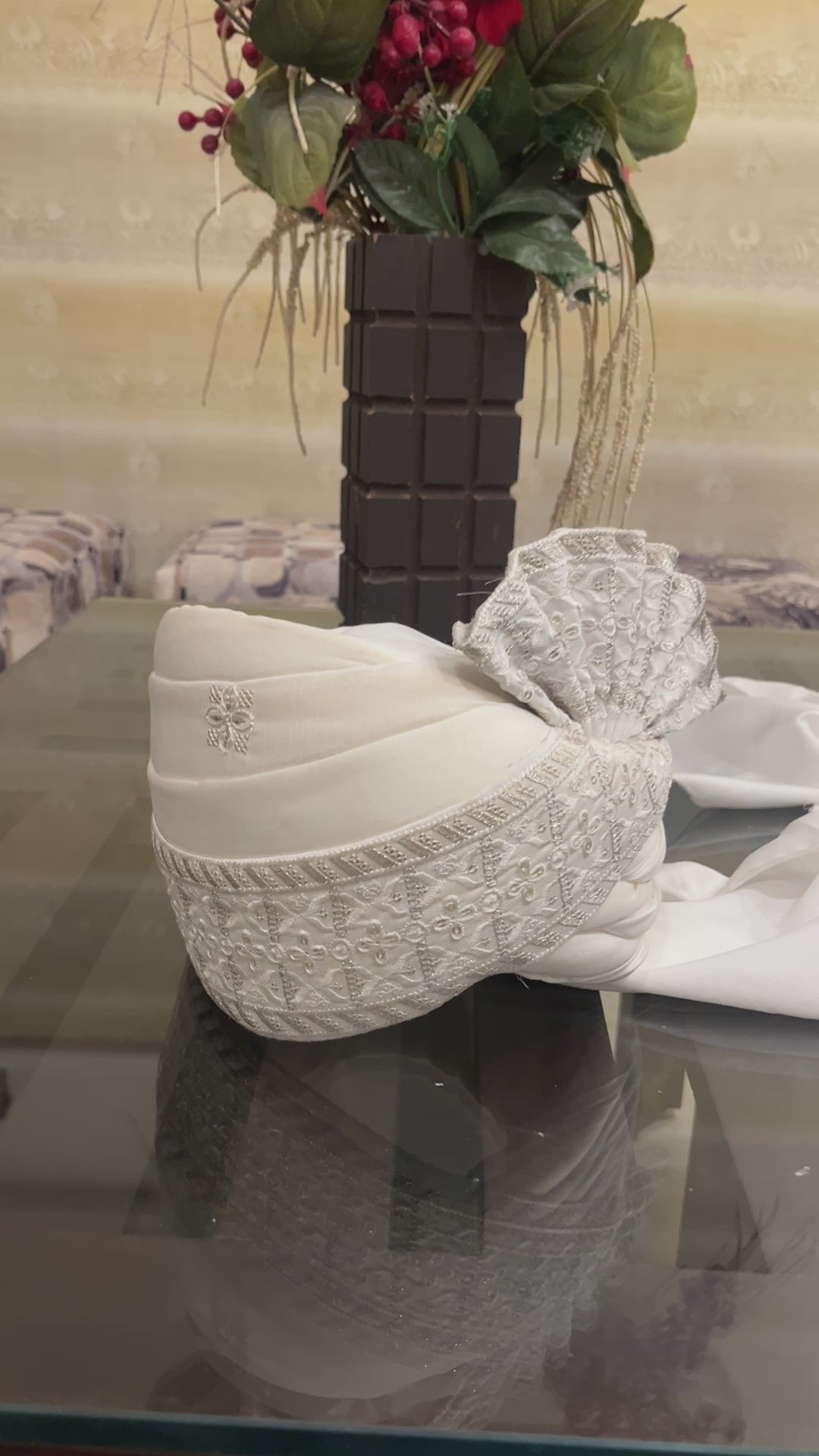 White Stitched Handwork Border Safa/turban/pagri/pheta | Pheta (Turban Safa) For Men For Wedding/marriage And Traditional Function
