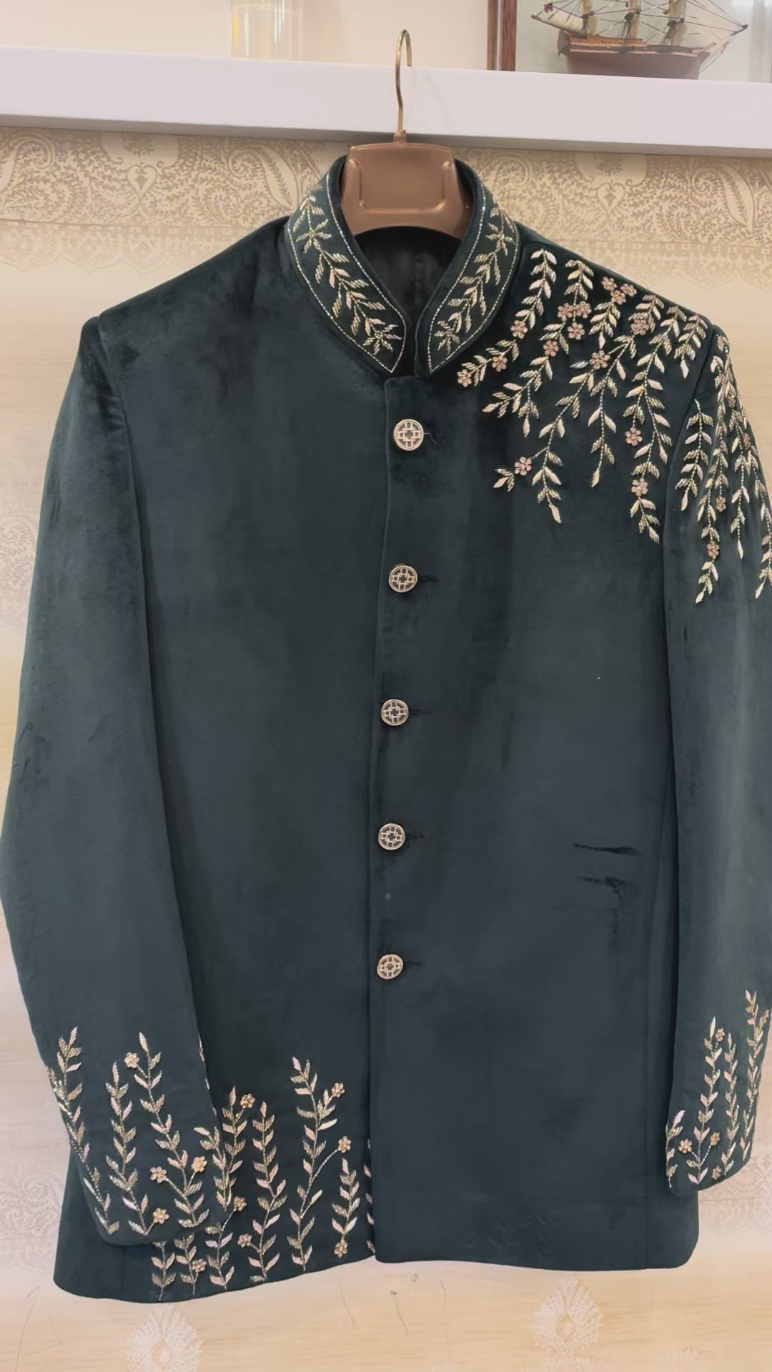 Jodhpuri Suit | Indowestern Coat With Handwork for men | Suede fabric nehru coat | Cocktail party outfit for groom and groomsmen