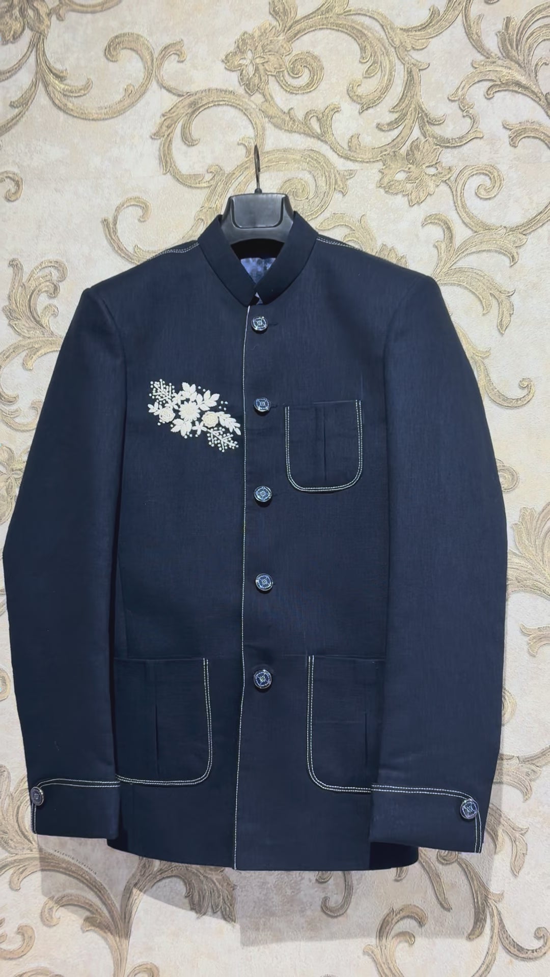 Embroidered Linen blazer with pants for men | designer 2-piece suit for men | Groom and Groomsmen Outfit