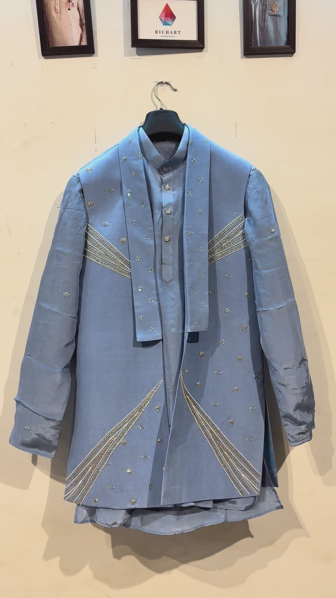 Handwork Nehru Jacket with kurta pyjama set For Men | Modi Jacket 3 piece set | Indian wedding wear outfits | waistcoat | kurta pant with jacket