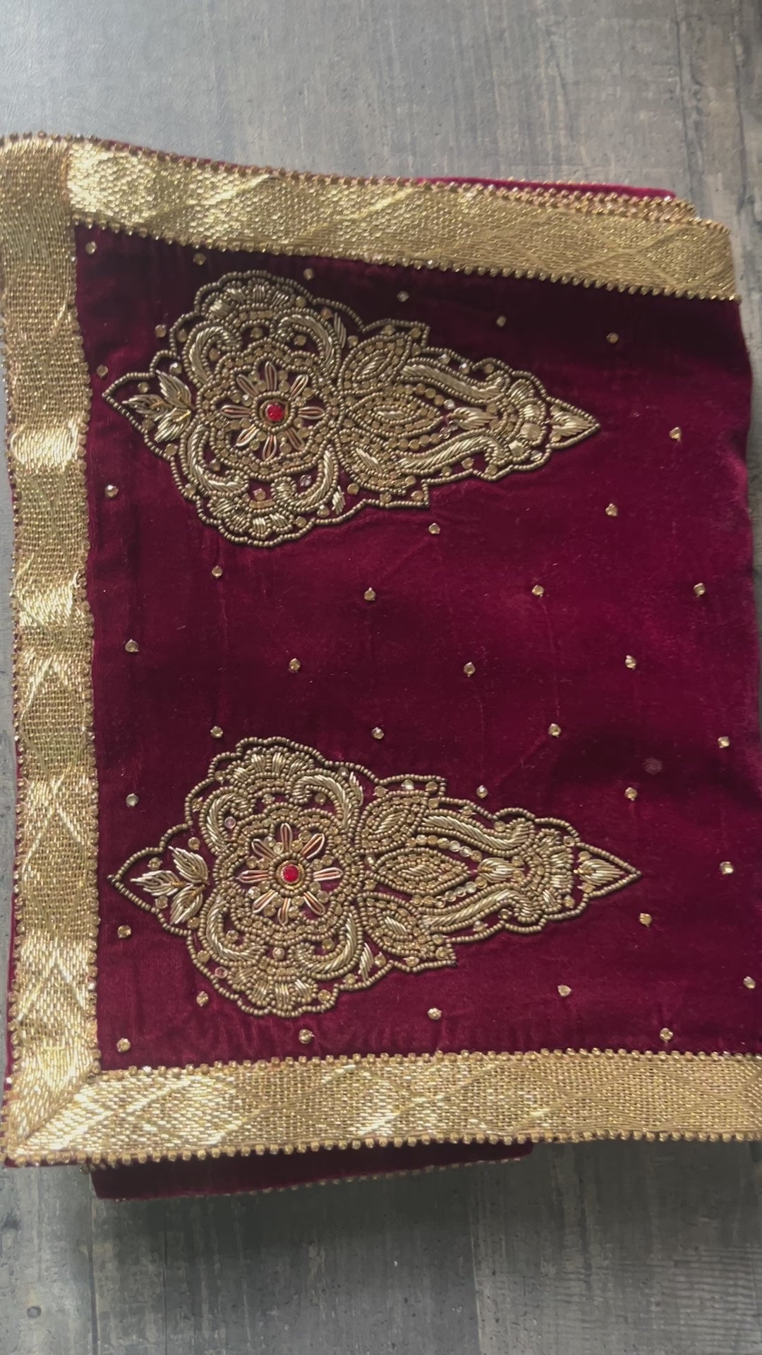 Maroon velvet handwork Fabric Stole For Men