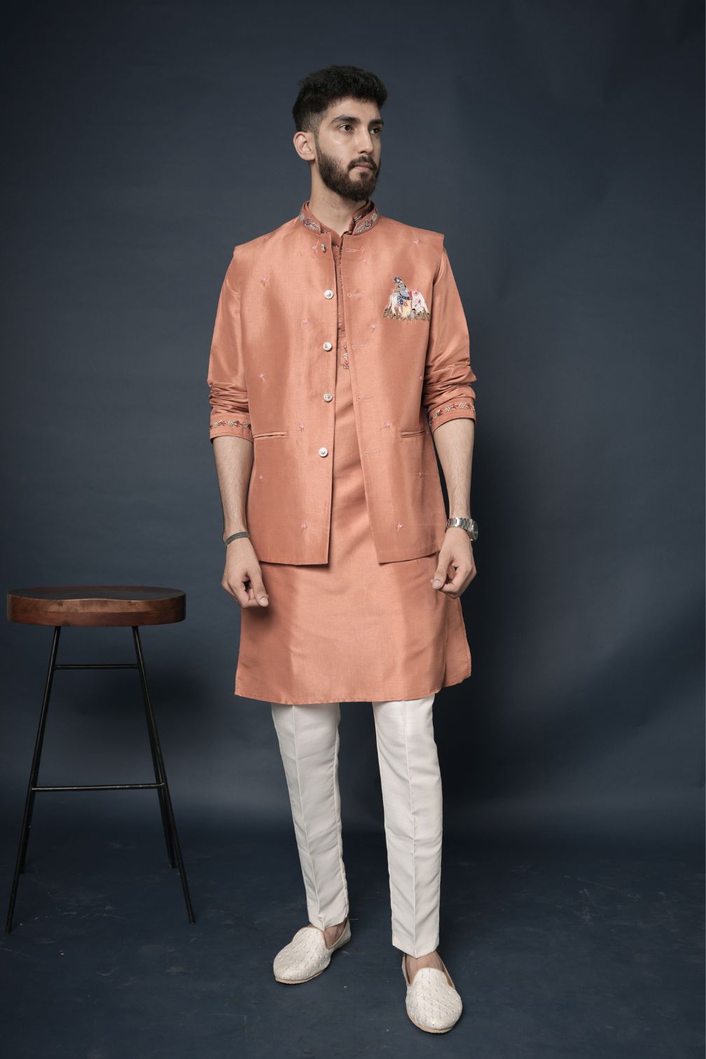 Handwork Nehru Jacket with kurta pyjama set For Men | Modi Jacket 3 piece set | Indian wedding wear outfits | waistcoat | kurta pant with jacket