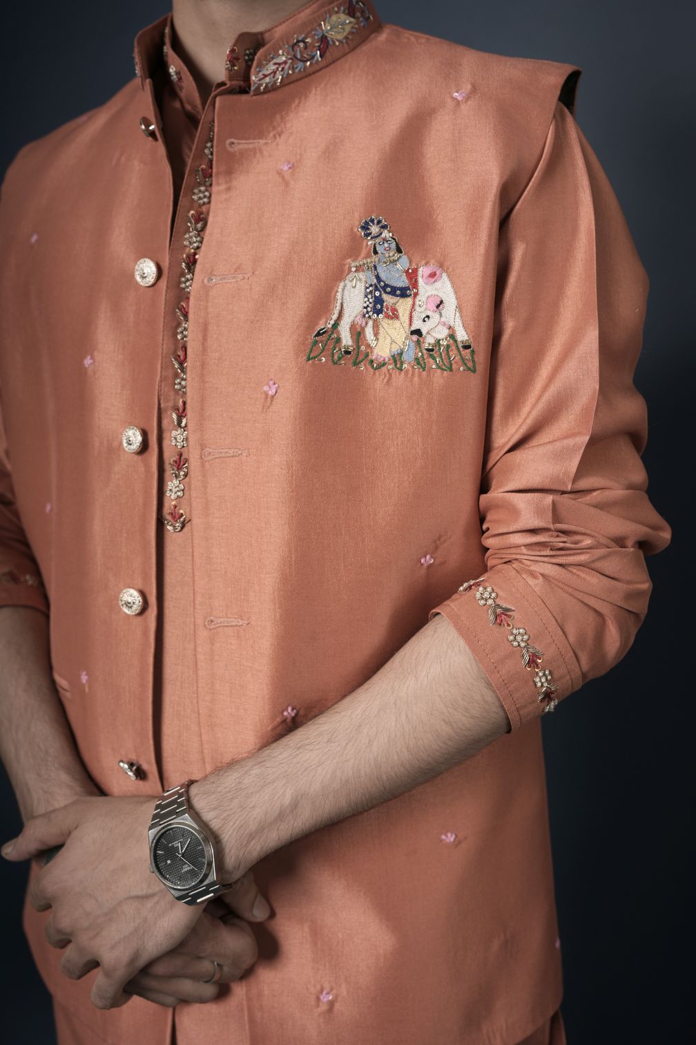 Handwork Nehru Jacket with kurta pyjama set For Men | Modi Jacket 3 piece set | Indian wedding wear outfits | waistcoat | kurta pant with jacket