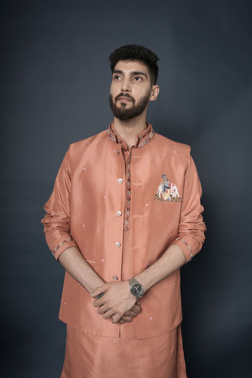 Handwork Nehru Jacket with kurta pyjama set For Men | Modi Jacket 3 piece set | Indian wedding wear outfits | waistcoat | kurta pant with jacket