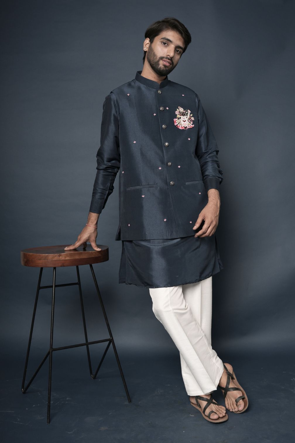 Handwork Nehru Jacket with kurta pyjama set For Men | Modi Jacket 3 piece set | Indian wedding wear outfits | waistcoat | kurta pant with jacket